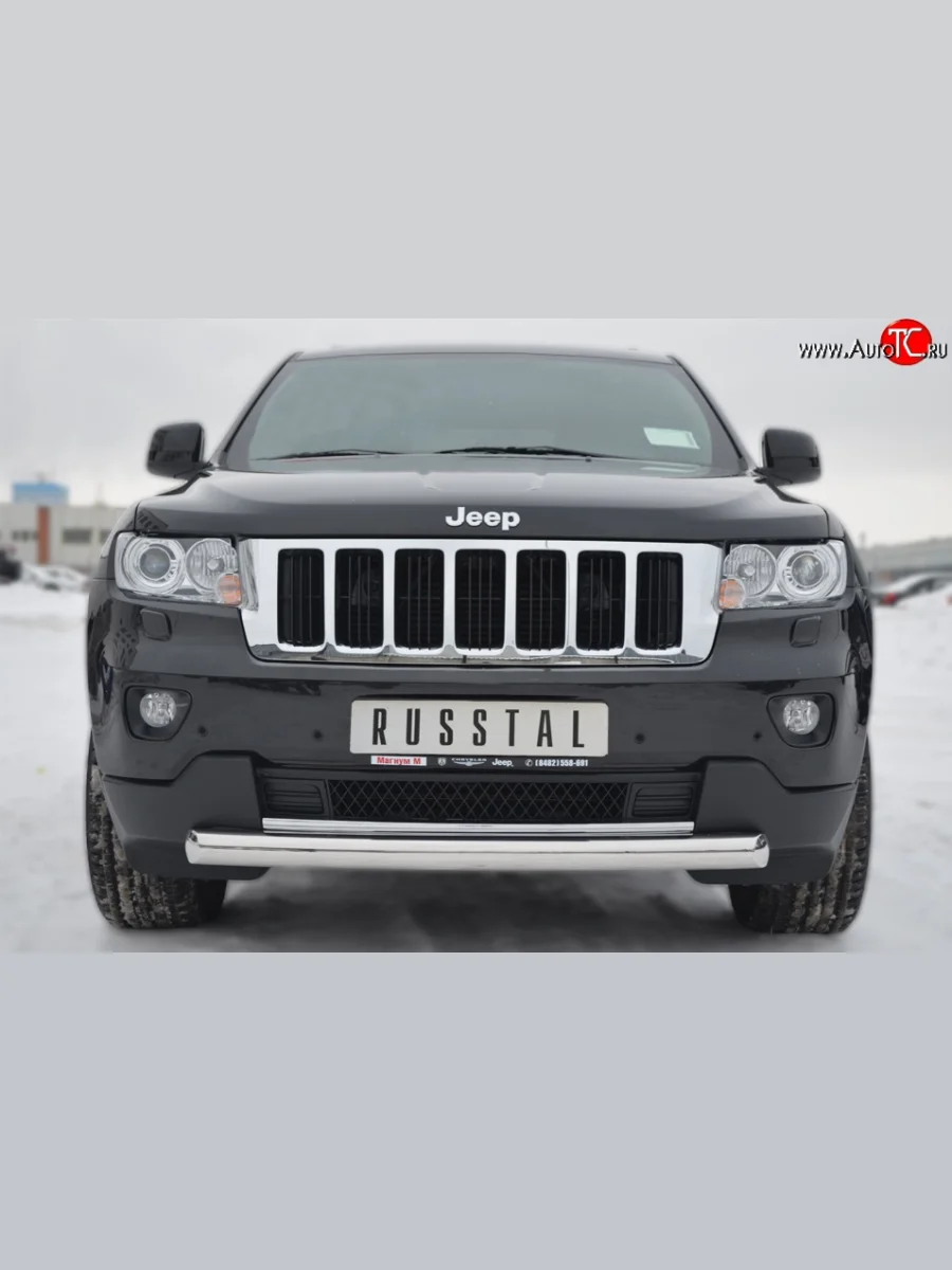 Одинарная защита переднего бампера диаметром 76 мм SLITKOFF  Jeep Grand Cherokee (2010-2013) WK2  в Самаре Самарской области
