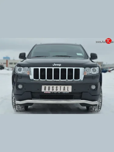 Защита переднего бампера (Ø63 мм волна, нержавейка) SLITKOFF Jeep Grand Cherokee  WK2 (2010-2013) дорестайлинг