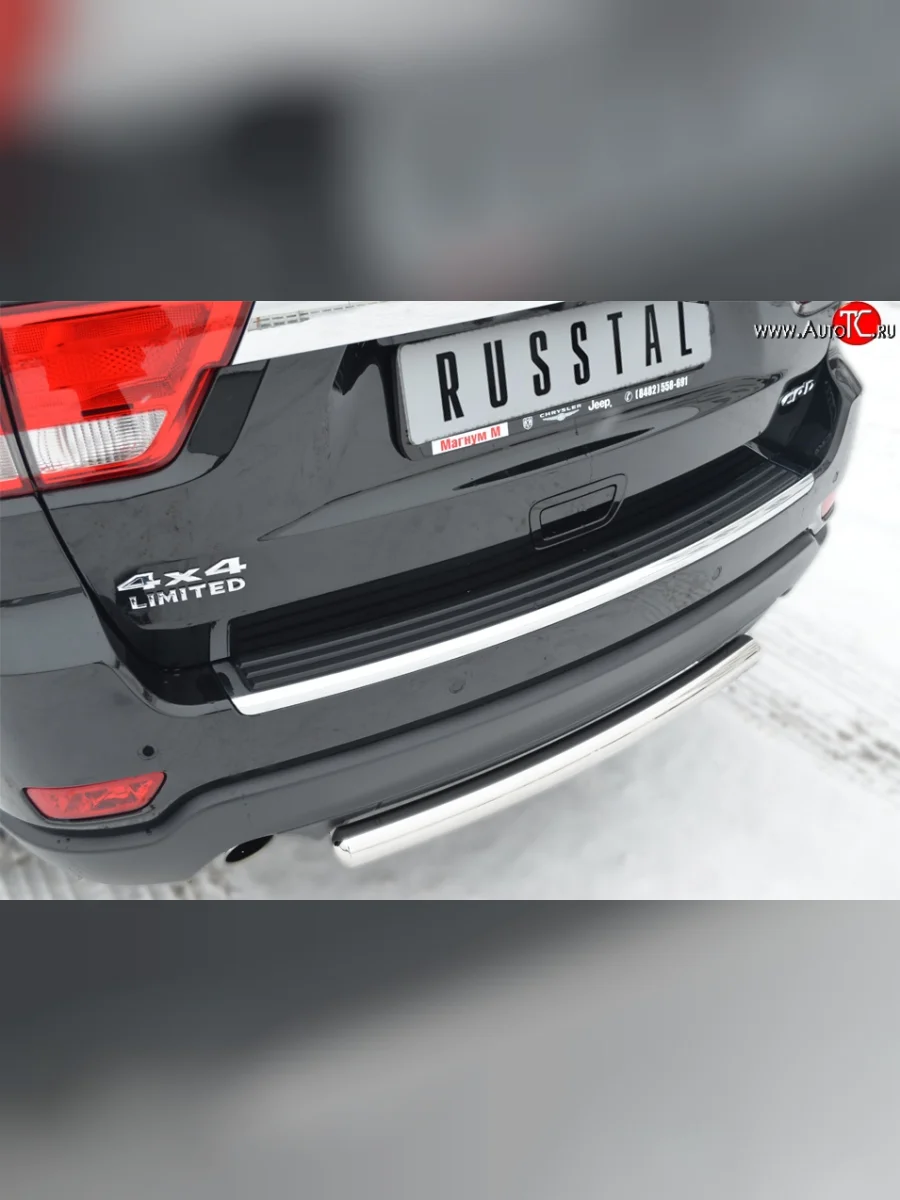Одинарная защита заднего бампера из трубы диаметром 63 мм SLITKOFF Jeep Grand Cherokee WK2 дорестайлинг (2010-2013)  в Керчи Республика Крым