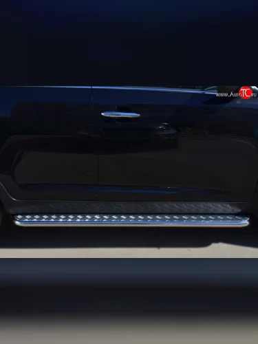 Защита порогов из трубы с листом SLITKOFF (лист алюм, труба d42 из нержавейки) KIA Sportage  3 SL (2010-2016) дорестайлинг, рестайлинг