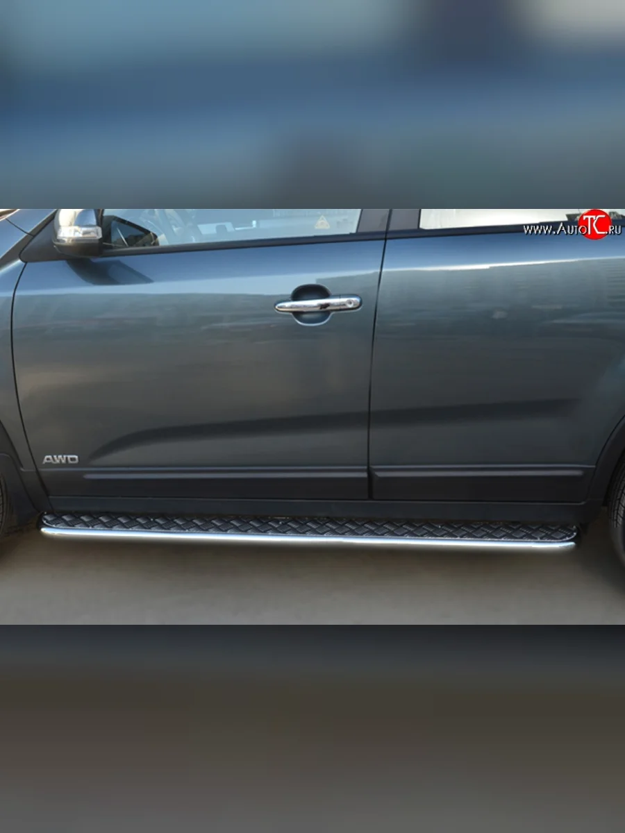 Широкая защита порогов SLITKOFF KIA Sorento XM рестайлинг (2012-2015)  в Керчи Республика Крым