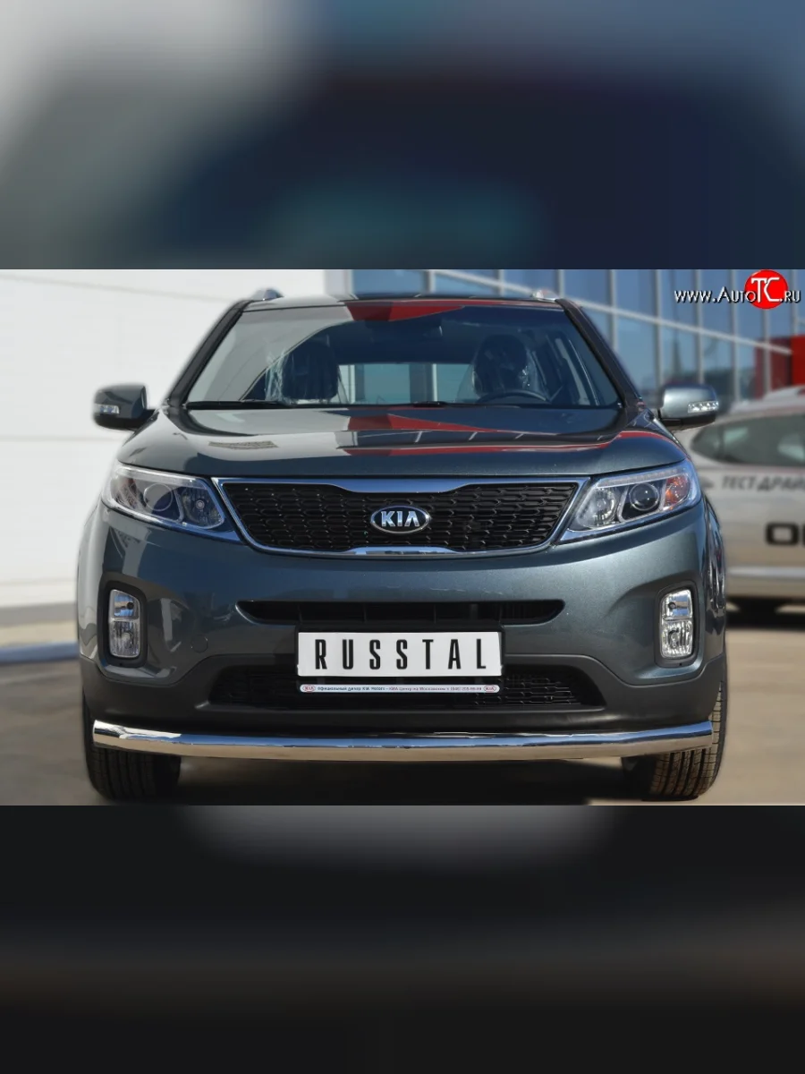 Одинарная защита переднего бампера диаметром 76 мм SLITKOFF KIA Sorento XM рестайлинг (2012-2015)  в Самаре Самарской области