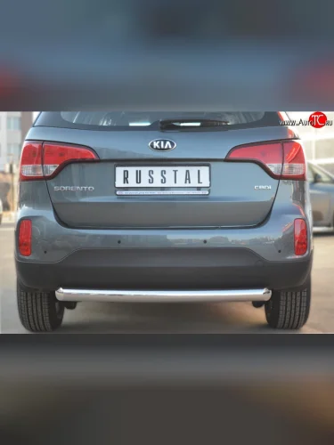 Одинарная защита заднего бампера из трубы диаметром 76 мм SLITKOFF KIA Sorento XM рестайлинг (2012-2015)