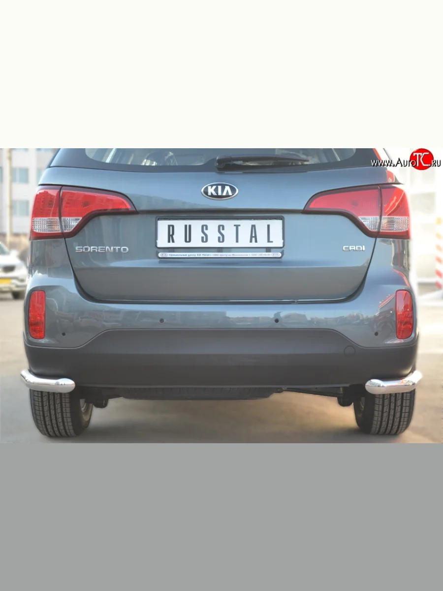 Защита заднего бампера (Ø63 мм уголки, нержавейка) SLITKOFF KIA Sorento XM рестайлинг (2012-2015)  в Перми Пермском крае