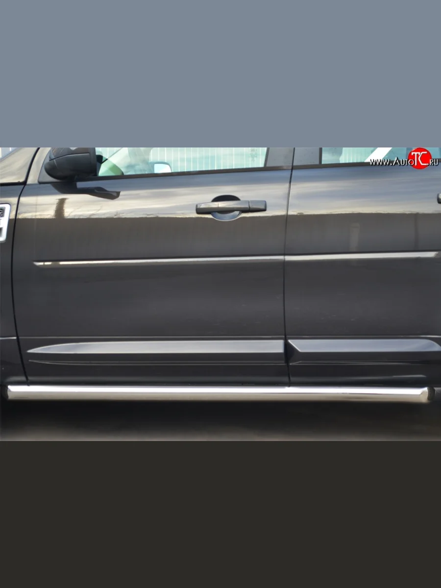 Защита порогов из круглой трубы диаметром 63 мм (рестайлинг) Russtal Land Rover Freelander L359 дорестайлинг (2006-2010) (Защита порогов со скосами на торцах (вариант 1))  в Самаре Самарской области