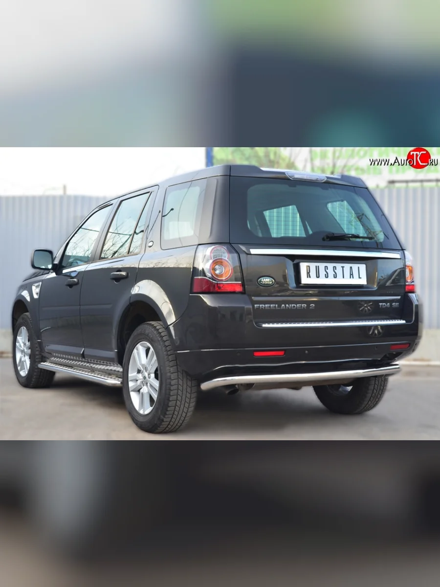 Защита заднего бампера (Ø63 мм волна, нержавейка) SLITKOFF Land Rover Freelander L359 1-ый рестайлинг (2010-2012)  в Воронеже Воронежской области