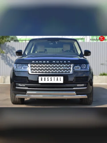 Защита переднего бампера (2 трубыØ75х42 мм, нержавейка) Russtal Land Rover Range Rover 4 L405 дорестайлинг (2012-2017)