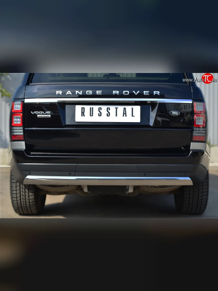 Защита заднего бампера (Ø75x42 мм, нержавейка) Russtal Land Rover Range Rover 4 L405 дорестайлинг (2012-2017)  в Перми Пермском крае