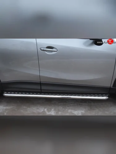 Широкая защита порогов SLITKOFF Mazda CX-5  KE (2011-2017) дорестайлинг, рестайлинг