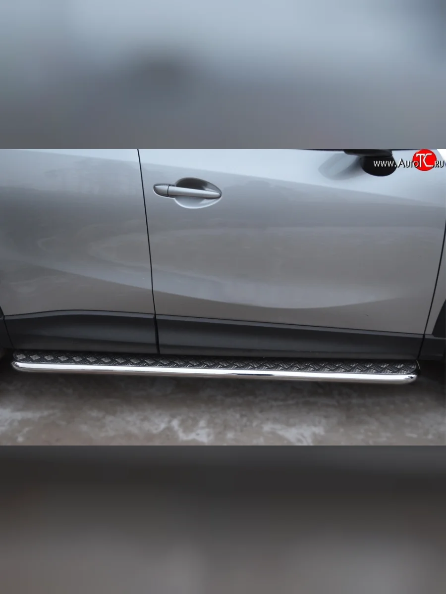 Широкая защита порогов SLITKOFF Mazda CX-5 KE дорестайлинг (2011-2014)  в Самаре Самарской области