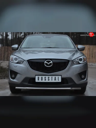 Одинарная защита переднего бампера диаметром 42 мм SLITKOFF Mazda CX-5 KE дорестайлинг (2011-2014)