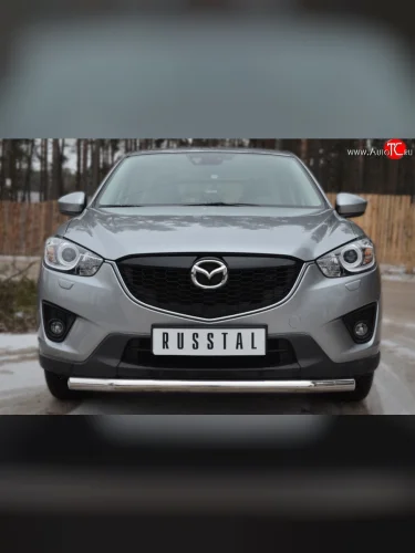 Одинарная защита переднего бампера диаметром 63 мм SLITKOFF Mazda CX-5 KE дорестайлинг (2011-2014)