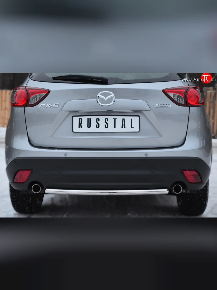 Одинарная защита заднего бампера из трубы диаметром 42 мм SLITKOFF Mazda CX-5 KE дорестайлинг (2011-2014)  в Перми Пермском крае