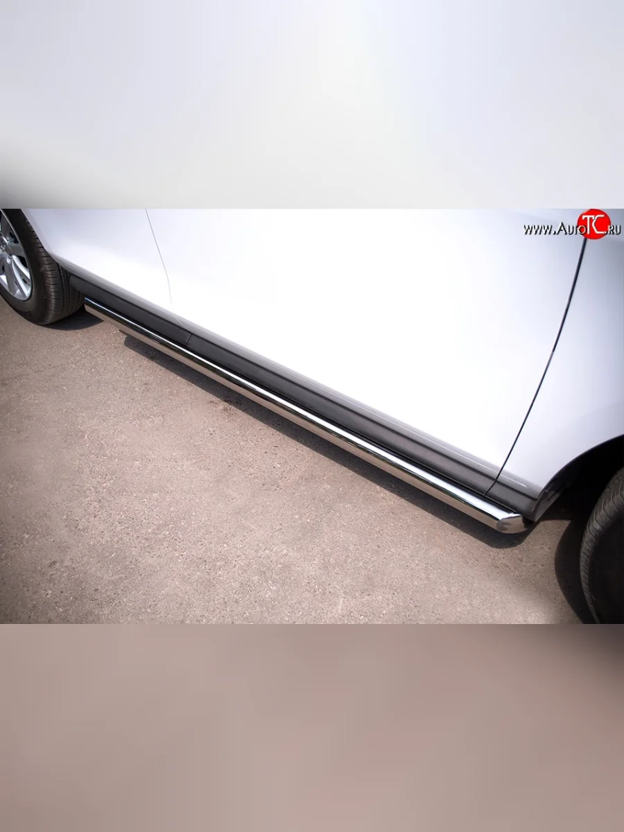 Защита порогов из круглой трубы диаметром 63 мм Russtal Mazda CX-7 ER рестайлинг (2010-2012) (Защита порогов с со скосами на торцах (вариант 1))  в Перми Пермском крае