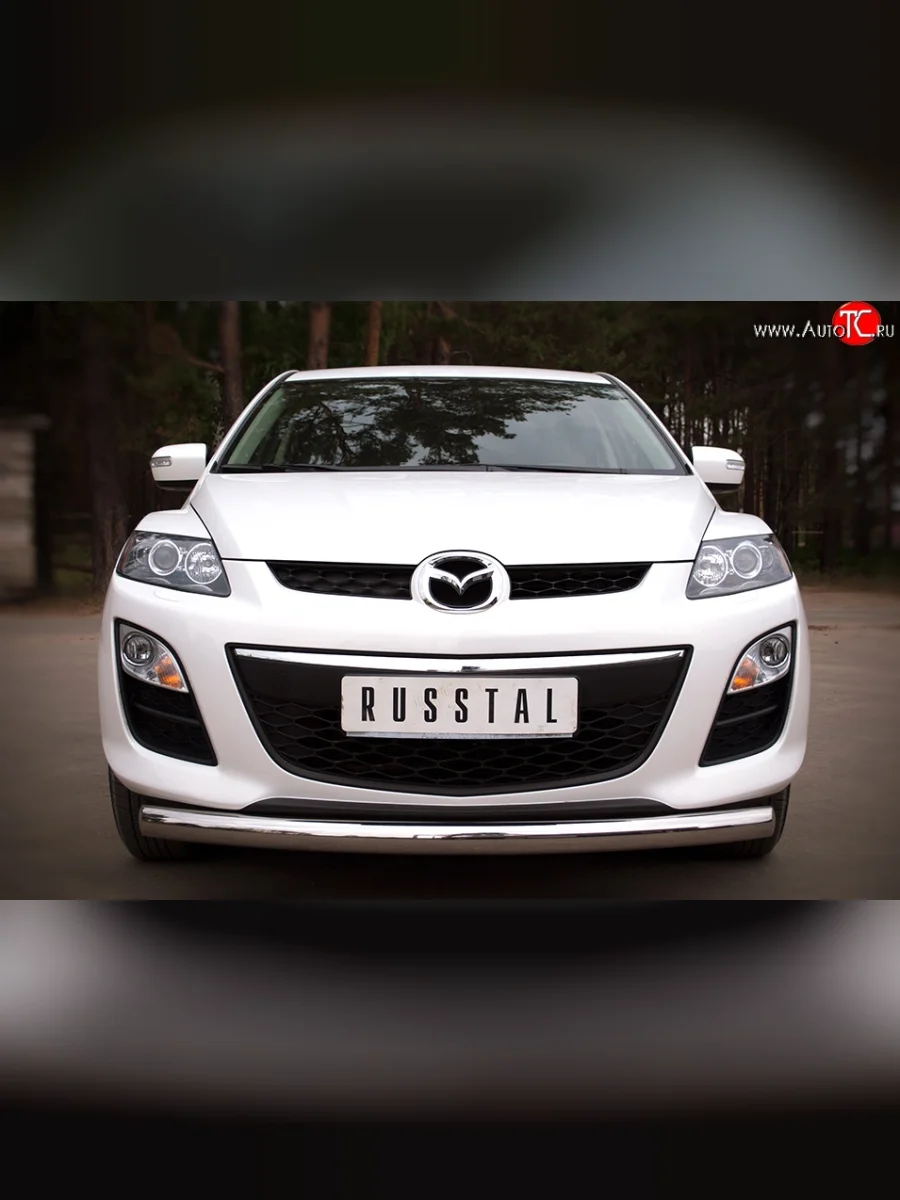 Одинарная защита переднего бампера диаметром 76 мм SLITKOFF Mazda CX-7 ER рестайлинг (2010-2012)  с доставкой в г. Пермь