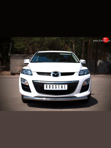 Одинарная защита переднего бампера диаметром 63 мм SLITKOFF Mazda CX-7 ER рестайлинг (2010-2012)