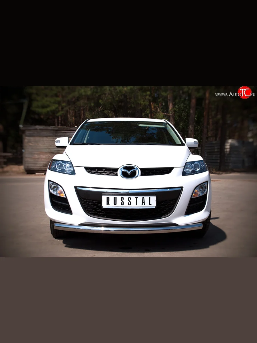 Одинарная защита переднего бампера диаметром 63 мм SLITKOFF Mazda CX-7 ER рестайлинг (2010-2012)  с доставкой в г. Керчь