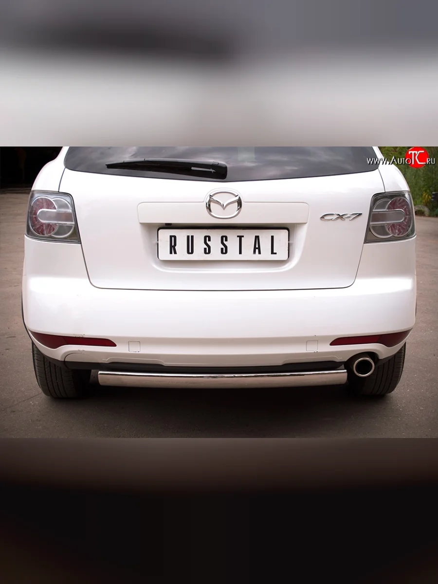 Защита заднего бампера (Ø75x42 мм, нержавейка) Russtal Mazda CX-7 ER рестайлинг (2010-2012)  в Перми Пермском крае