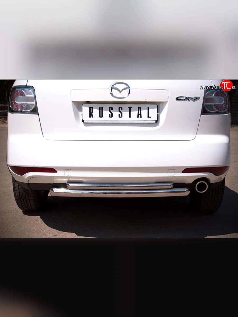 Защита заднего бампера (Ø63 и 42 мм, нержавейка) SLITKOFF Mazda CX-7 ER рестайлинг (2010-2012)  с доставкой в г. Керчь