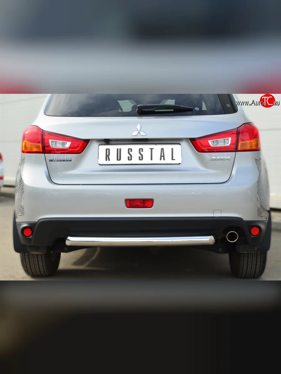 Одинарная защита заднего бампера из трубы диаметром 63 мм SLITKOFF Mitsubishi ASX 1-ый рестайлинг (2013-2016)  в Керчи Республика Крым