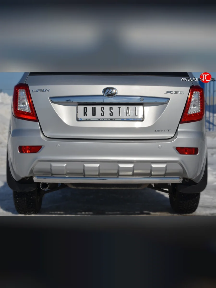 Одинарная защита заднего бампера из трубы диаметром 63 мм SLITKOFF Lifan X60 1-ый рестайлинг (2015-2016)  в Самаре Самарской области