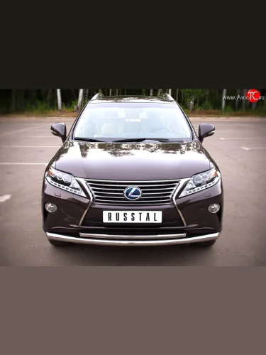 Защита переднего бампера (2 трубыØ63 и 42 мм, нержавейка) SLITKOFF Lexus RX270 AL10 дорестайлинг (2010-2012)