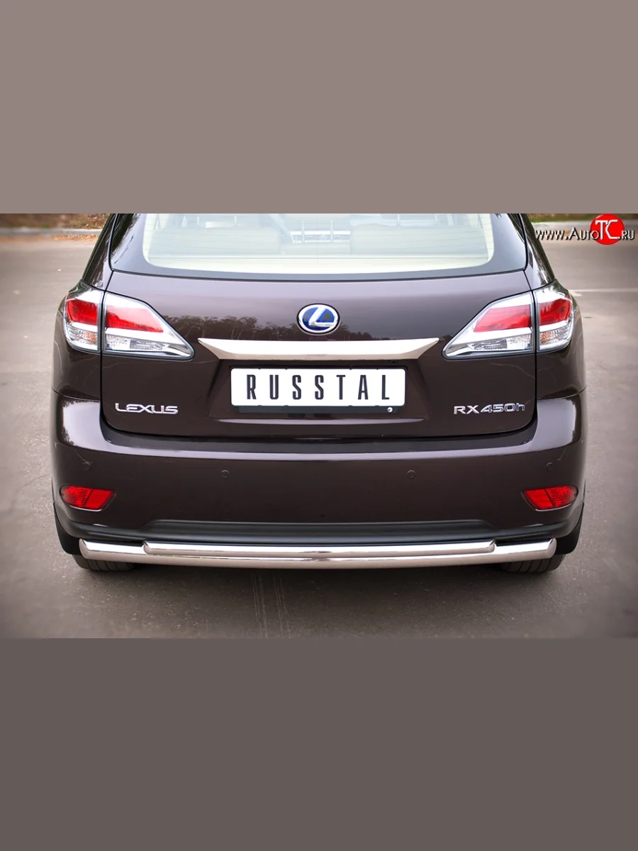 Защита заднего бампера (Ø63 и 42 мм, нержавейка) SLITKOFF Lexus RX270 AL10 дорестайлинг (2010-2012)  с доставкой в г. Керчь