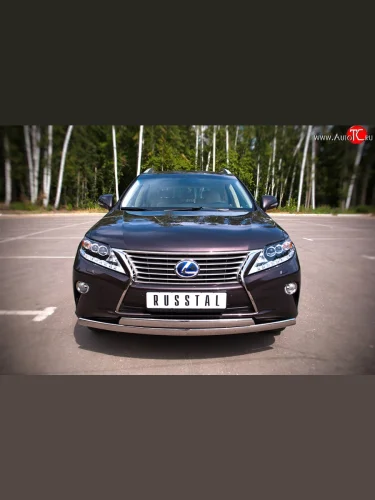 Защита переднего бампера (2 трубыØ75х42 мм, нержавейка) Russtal Lexus RX270 AL10 дорестайлинг (2010-2012)
