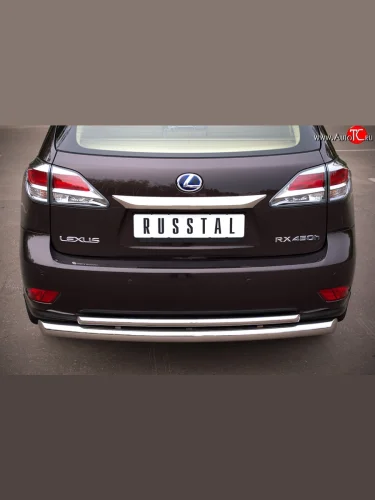 Защита заднего бампера (Ø76 и 42 мм с перемычками, нержавейка) SLITKOFF Lexus RX270  AL10 - RX450H  AL10