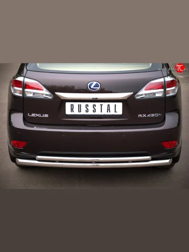 Защита заднего бампера (Ø63 и 42 мм, с подъемом (дуга), нержавейка) SLITKOFF Lexus RX270  AL10 - RX450H  AL10