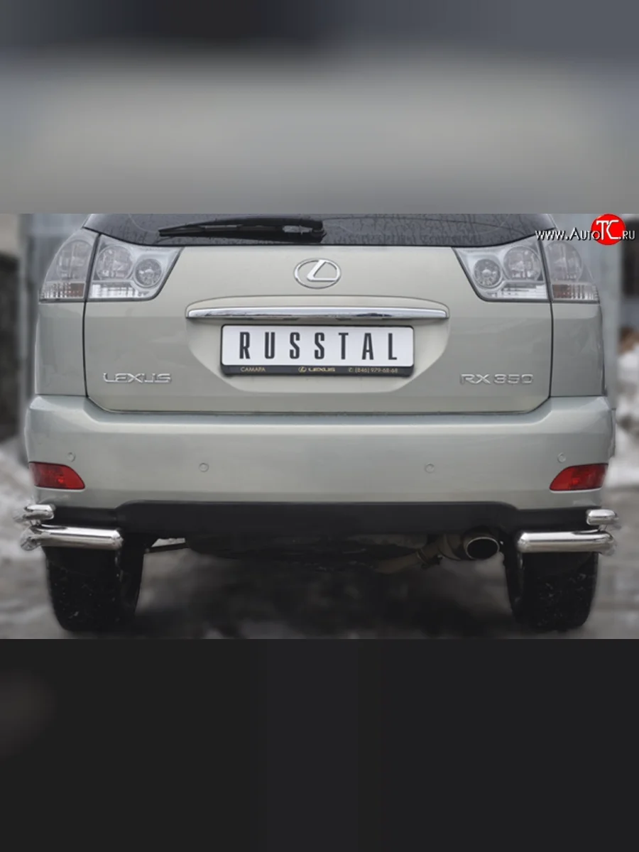 Защита заднего бампера (2 трубы Ø63 и 42 мм уголки, нержавейка) SLITKOFF  Lexus RX330 (2003-2006) XU30  с доставкой в г. Самара
