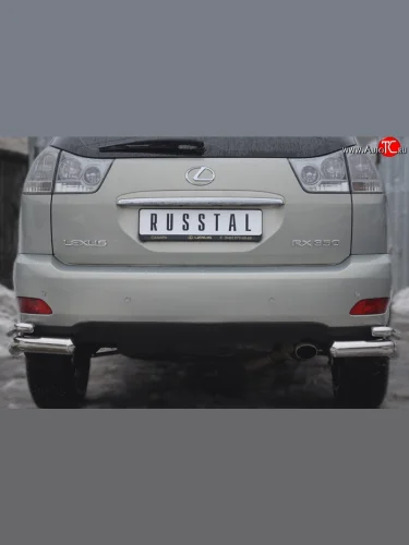 Защита заднего бампера (2 трубы Ø76 и 42 мм уголки, нержавейка) SLITKOFF Lexus RX300  XU30 - RX350  XU30