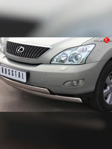 Защита переднего бампера (2 трубыØ75х42 мм, нержавейка) Russtal Lexus RX330 XU30 (2003-2006)