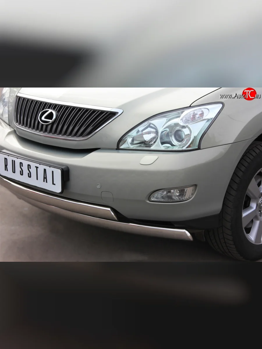 Защита переднего бампера (2 трубыØ75х42 мм, нержавейка) Russtal Lexus RX330 XU30 (2003-2006)  в Перми Пермском крае