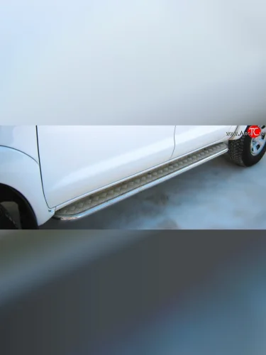 Широкая защита порогов (рестайлинг) SLITKOFF Mitsubishi L200 ( 4,  5 KK,KL) (2006-2022)  дорестайлинг, рестайлинг