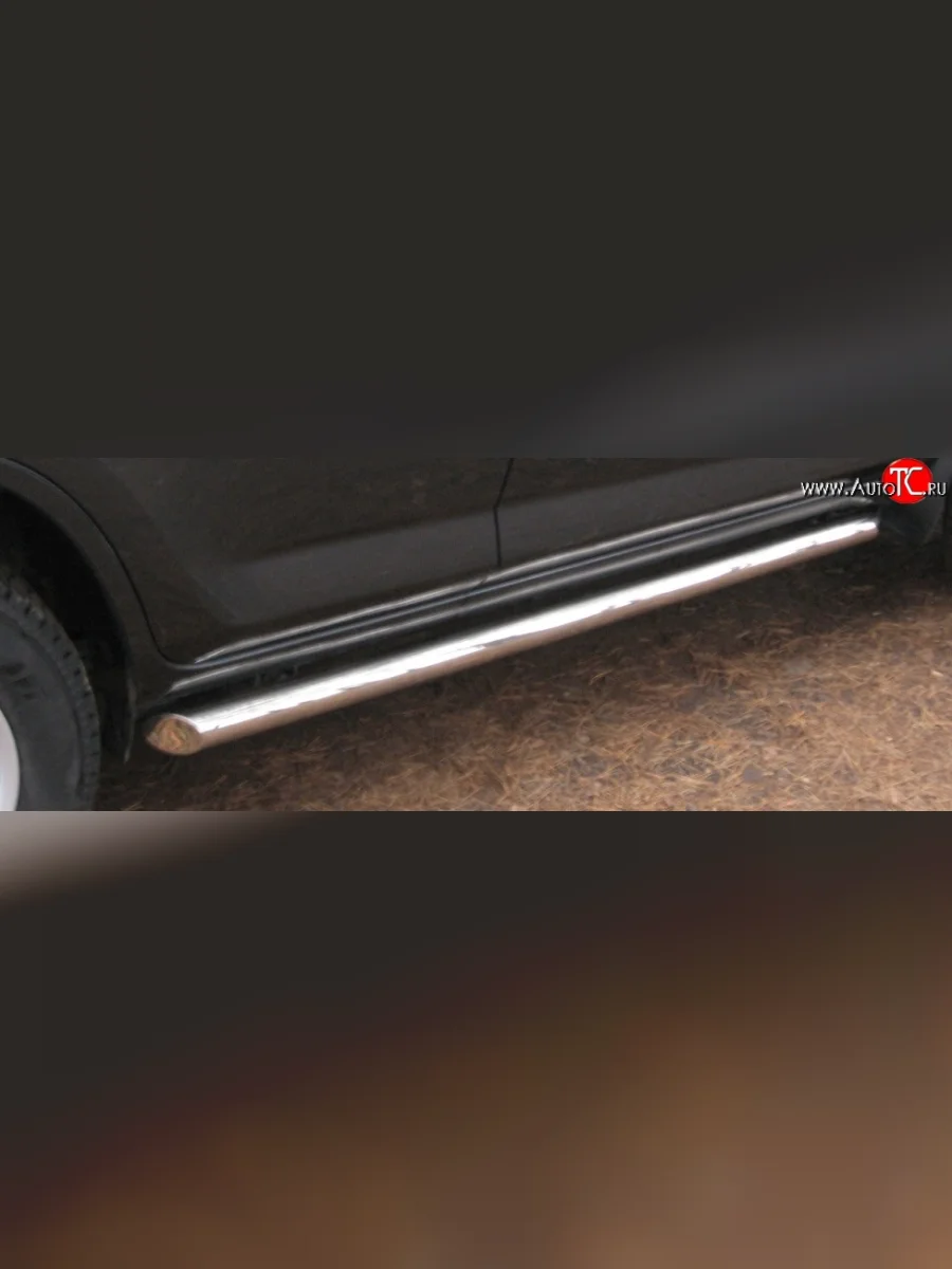 Защита порогов из круглой трубы диаметром 76 мм (рестайлинг) Russtal Mitsubishi L200 4  дорестайлинг (2006-2014) (Защита порогов с со скосами на торцах (вариант 1))  в Керчи Республика Крым