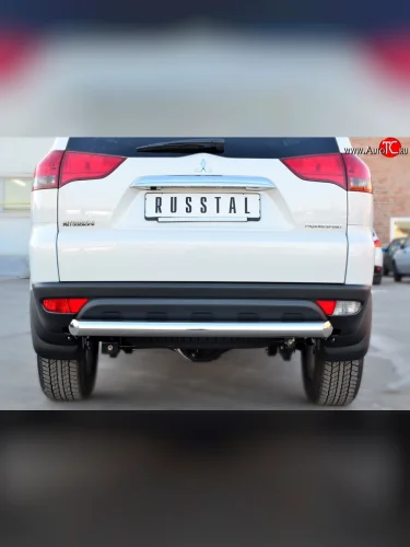 Одинарная защита заднего бампера из трубы диаметром 76 мм (рестайлинг) SLITKOFF Mitsubishi Pajero Sport  PB (2013-2017) рестайлинг