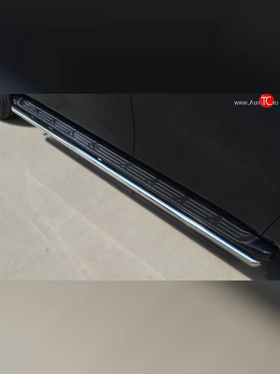 Защита порогов из круглой трубы диаметром 42 мм (рестайлинг) SLITKOFF Nissan Patrol 6 Y62 дорестайлинг (2010-2014)  в Самаре Самарской области