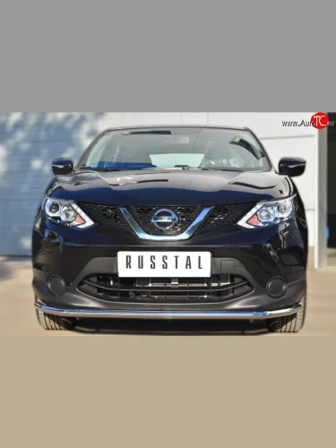 Одинарная защита переднего бампера диаметром 42 мм SLITKOFF Nissan Qashqai  2 (2013-2019) J11 дорестайлинг