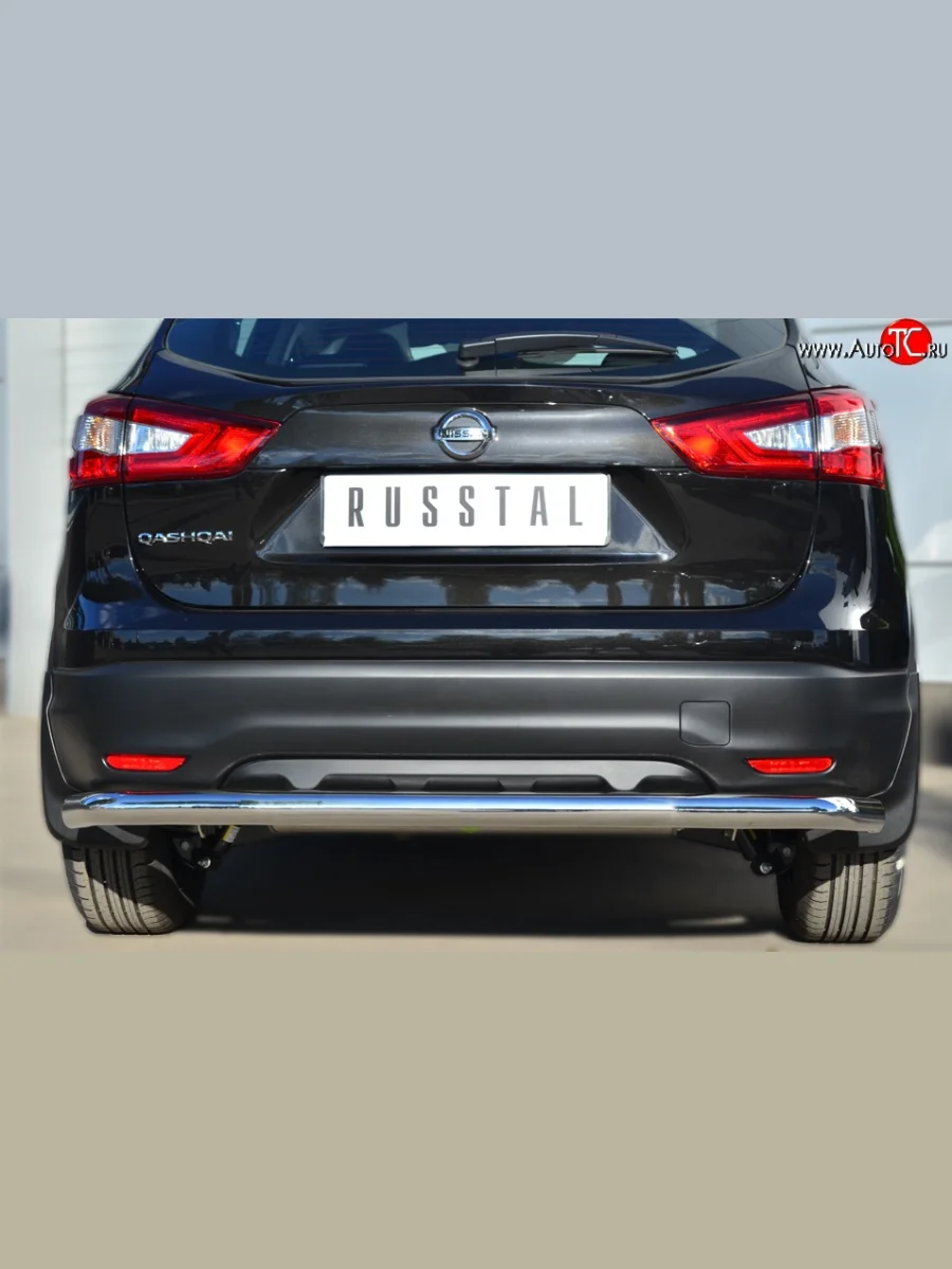 Одинарная защита заднего бампера из трубы с угловатыми сгибами диаметром 63 мм SLITKOFF  Nissan Qashqai (2013-2019) 2  в Самаре Самарской области