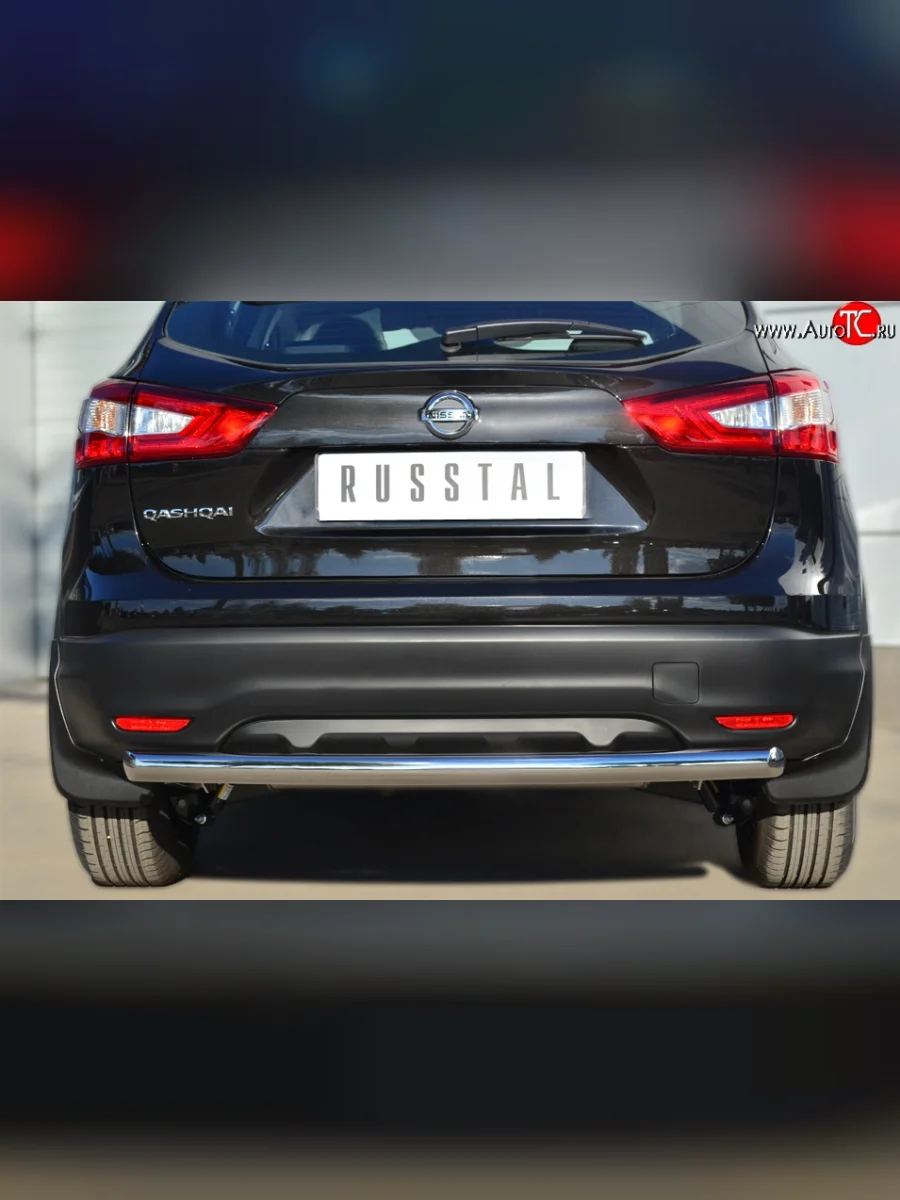 Одинарная защита заднего бампера из трубы с округлым сгибом диаметром 63 мм SLITKOFF Nissan Qashqai 2 J11 дорестайлинг (2013-2019)  в Перми Пермском крае