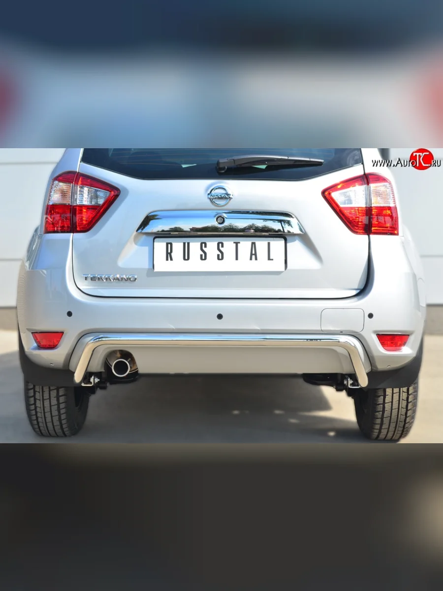 Защита заднего бампера (Ø42 мм волна, нержавейка) SLITKOFF  Nissan Terrano (2013-2022) D10  в Перми Пермском крае