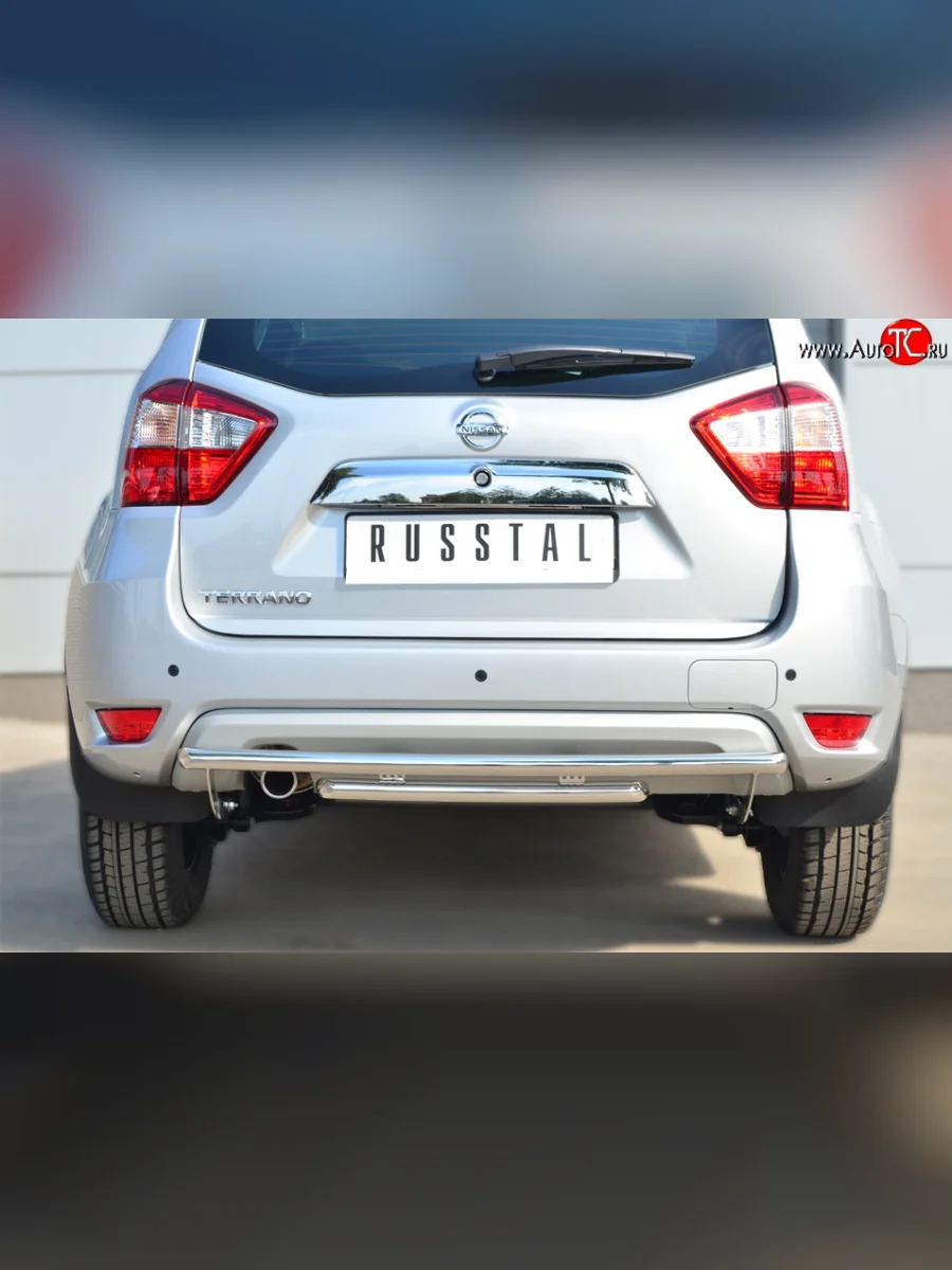 Защита заднего бампера (2 трубы Ø42 мм, нержавейка) SLITKOFF Nissan Terrano D10 дорестайлинг (2013-2016)  в Самаре Самарской области