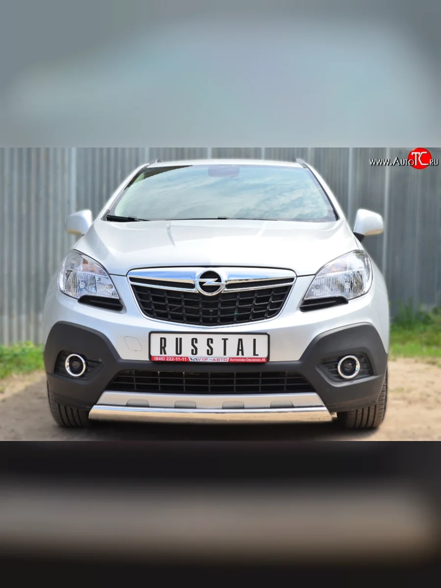 Защита переднего бампера (Ø75х42 мм, нержавейка) Russtal Opel Mokka  дорестайлинг (2012-2016)  в Керчи Республика Крым