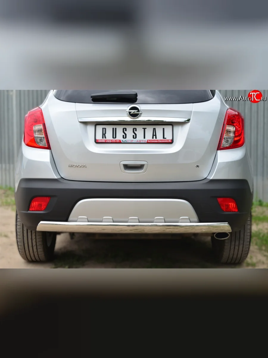 Защита заднего бампера (Ø75x42 мм, нержавейка) Russtal Opel Mokka  дорестайлинг (2012-2016)  в Перми Пермском крае