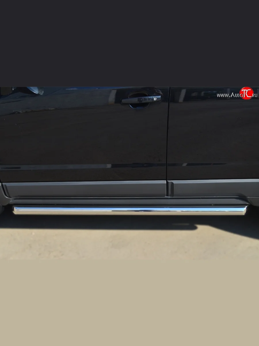 Защита порогов из круглой трубы диаметром 63 мм Russtal Opel Antara рестайлинг (2010-2015) (Защита порогов с со скосами на торцах (вариант 1))  в Керчи Республика Крым