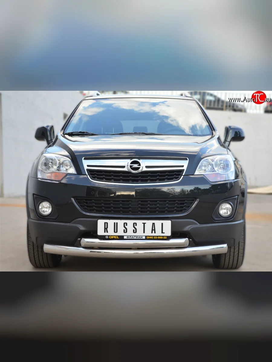 Защита переднего бампера (2 трубыØ76 и 63 мм, нержавейка) SLITKOFF Opel Antara рестайлинг (2010-2015)  в Перми Пермском крае