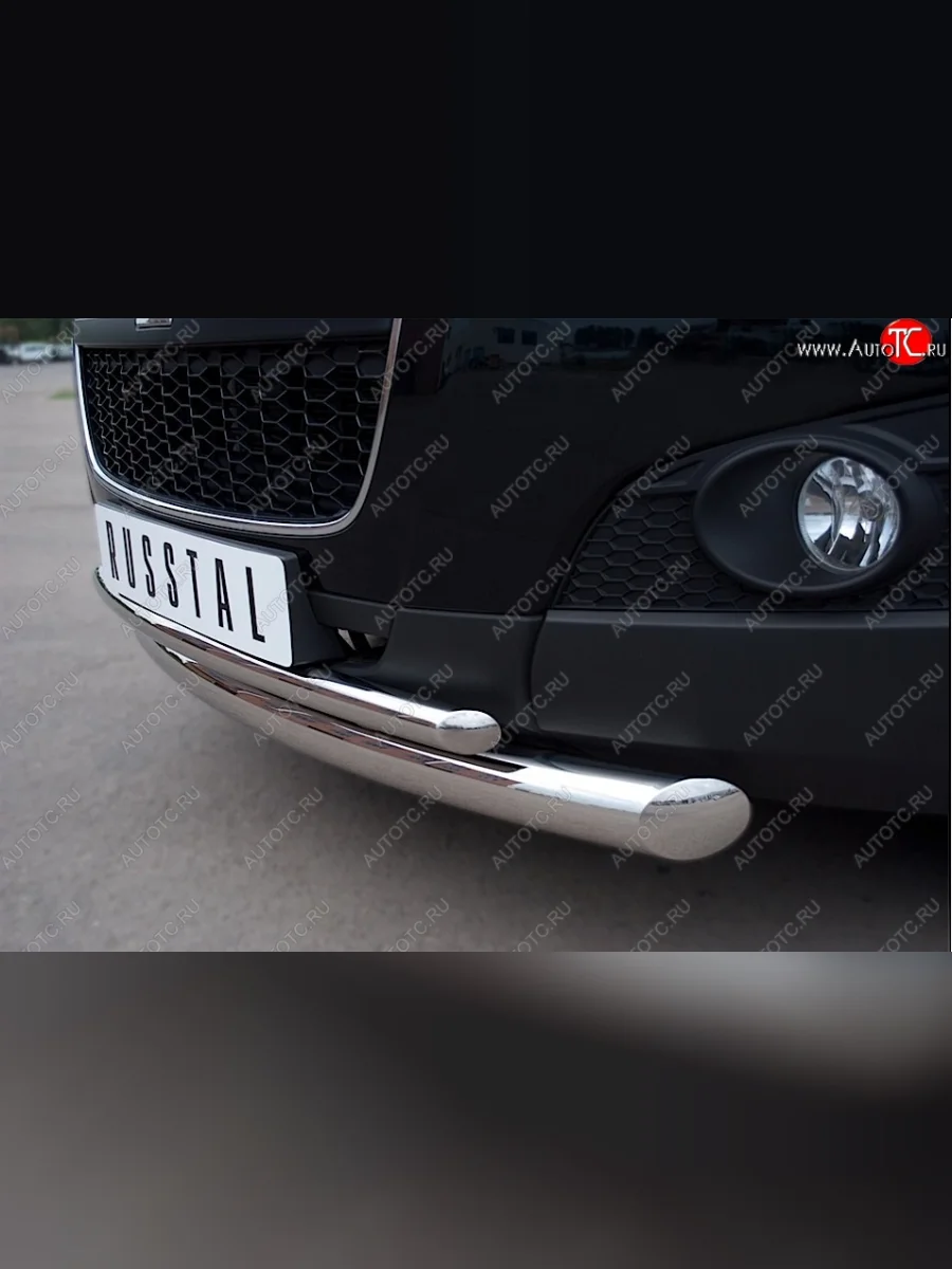 Защита переднего бампера (2 трубыØ76 и 42 мм, нержавейка) SLITKOFF  Peugeot 4007 (2007-2012)  в Самаре Самарской области