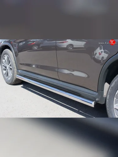 Защита порогов из круглой трубы диаметром 63 мм Russtal Peugeot 4008 (2012-2017)