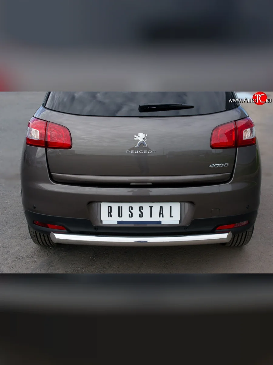 Одинарная защита заднего бампера из трубы диаметром 76 мм SLITKOFF Peugeot 4008 (2012-2017)  в Керчи Республика Крым